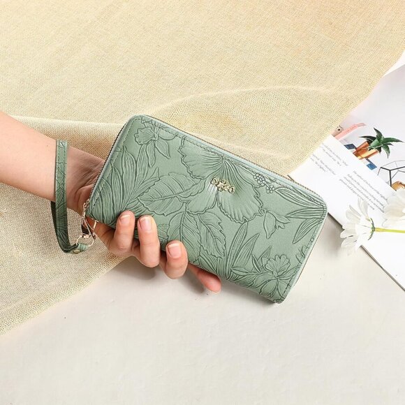 Large Capacity Leather Wallet for Women Double Zipper RFID Blocking Clutch - Picture 6 of 6